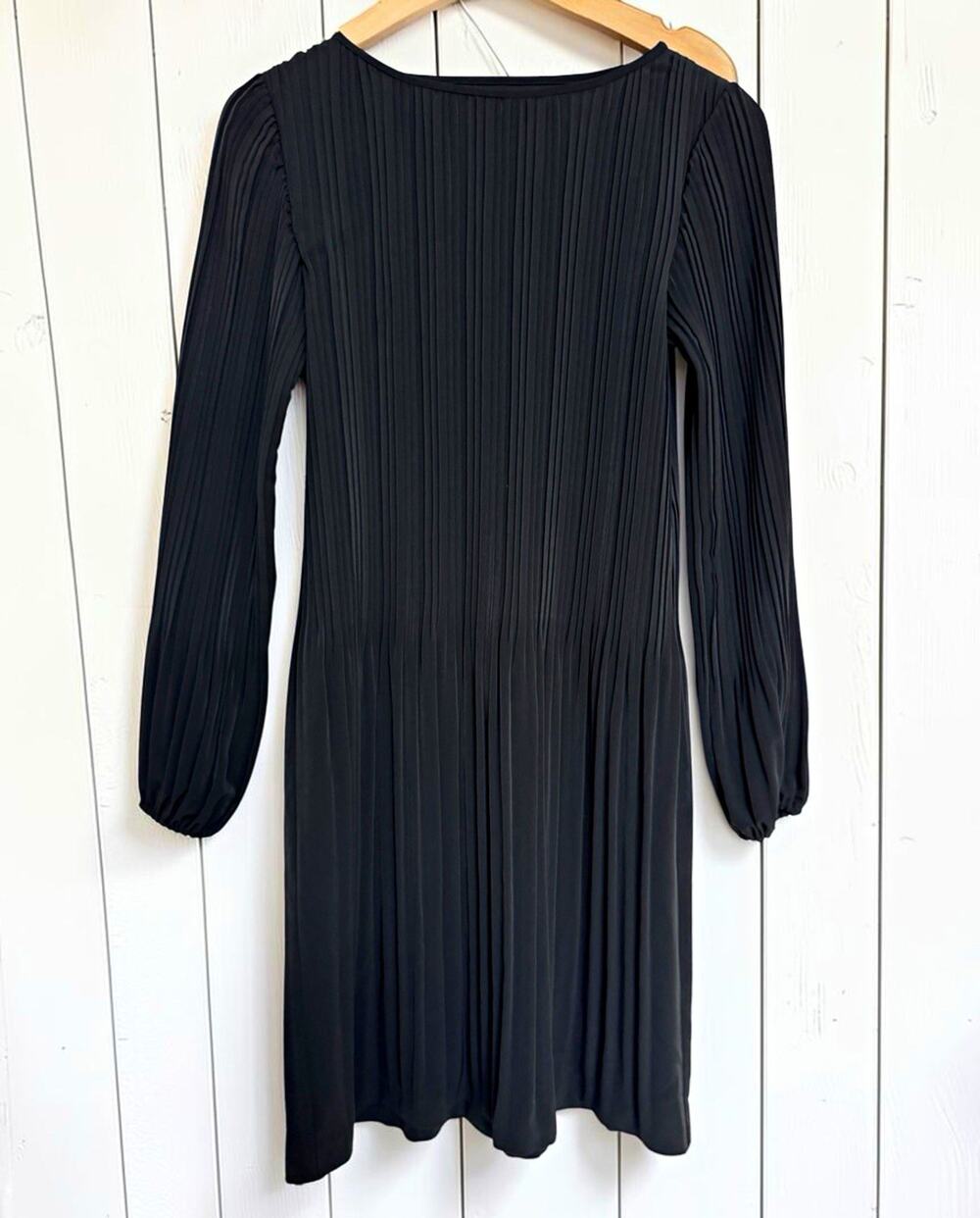 NWT Catherine Malandrino Women's Black All-Over Pleated Dress Size S Plissé